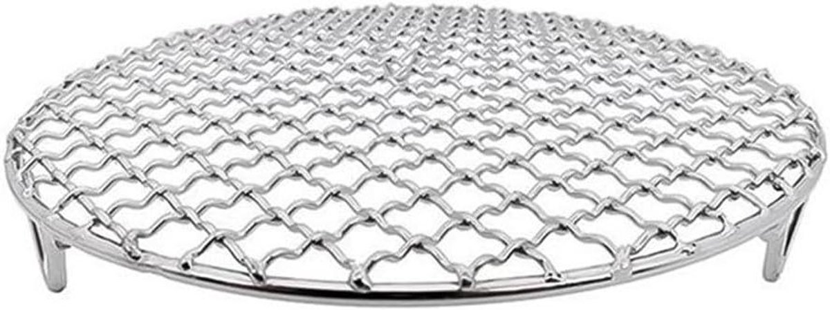 Rond Barbecue Rooster - Grillnet Mat - Buiten Grillen - Roestvrij Staal - 27 cm - Zilver