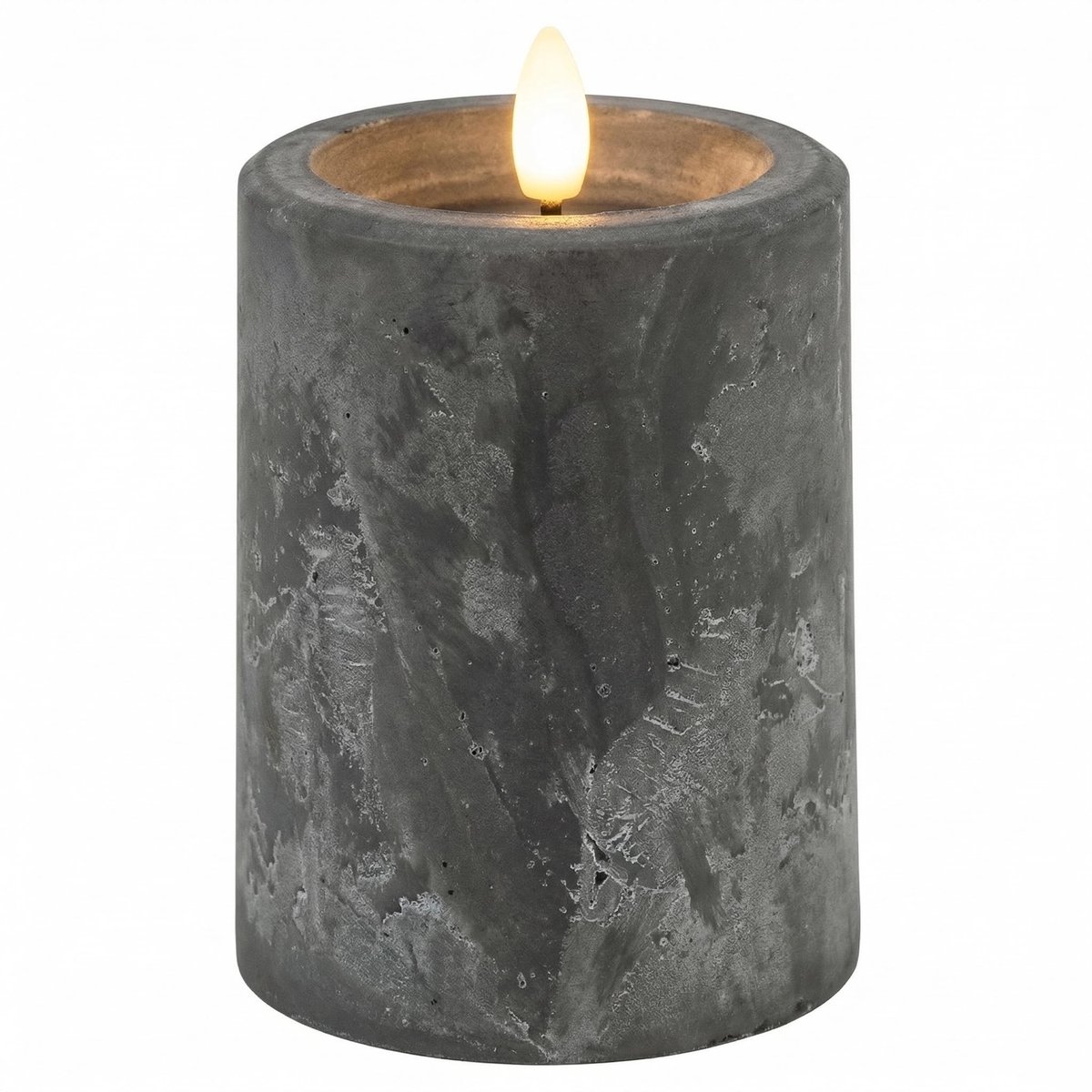 Store_8 - Led-kaars - Marmerlook - Realistisch vlameffect - Betongrijs - Warm wit licht - Sfeervolle verlichting - Geschikt voor elk interieur - Ø7...
