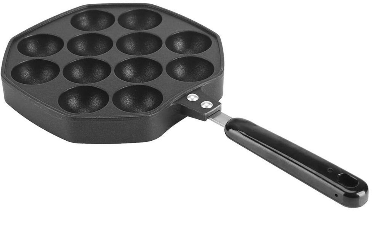 SPHs 12 Holten Takoyaki Pan Anti-aanbaklaag Zwart Gevulde Pannenkoek Maker Ideaal voor Takoyaki en Pannenkoeken Geschikt voor Gas