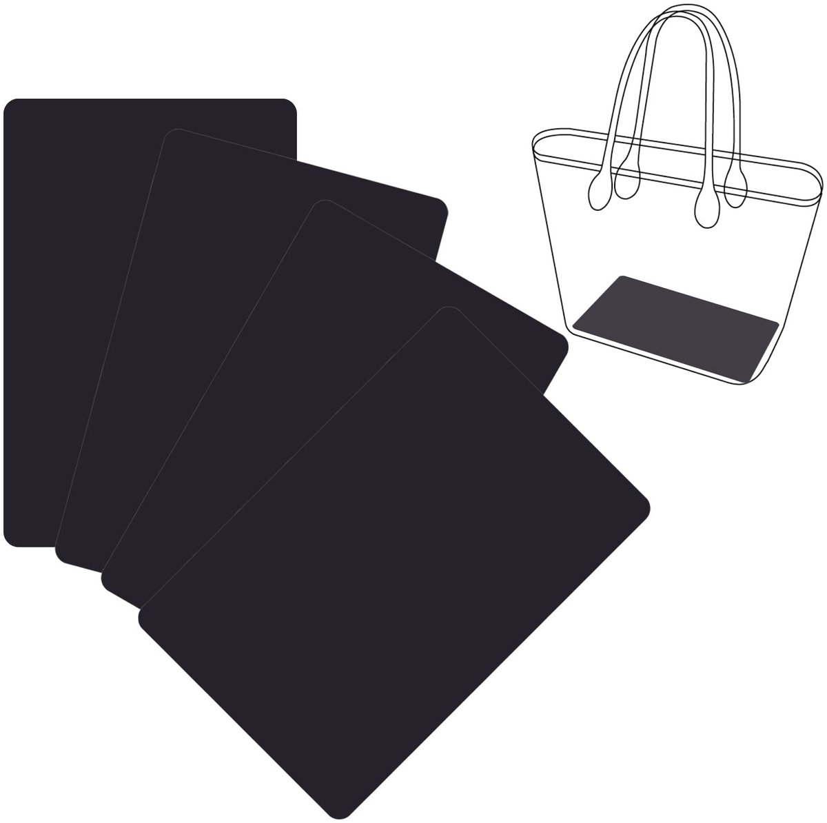 Vt products - Handtas Base Shaper - Acryl insert - 4 stuks 29 x 13 cm - Zwart - Portemonnee bodem - Geschikt voor handtassen - Zwart