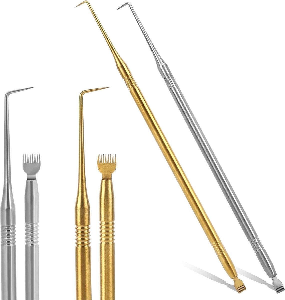 Set van 2 wimperkammen en lash lift-tools, roestvrijstalen wimperseparatoren voor professionele wimperverzorging, inclusief borstels en accessoires