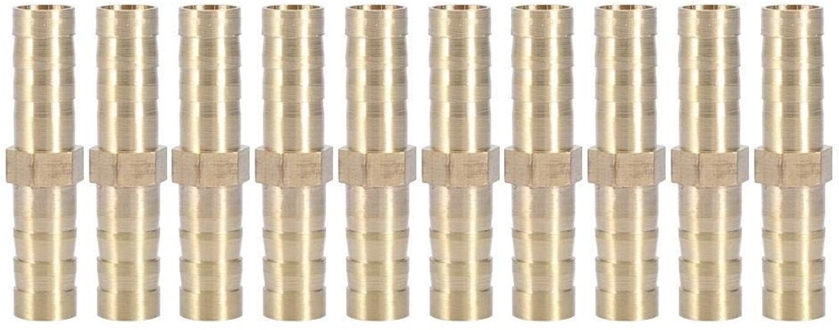 SPHProducts - Straight Barbed Wire - Slangadapter - Messing - Bi-directioneel - Slangverbinder - Geschikt voor 6/8/10/12/14/16/20 mm - 10 Stuks