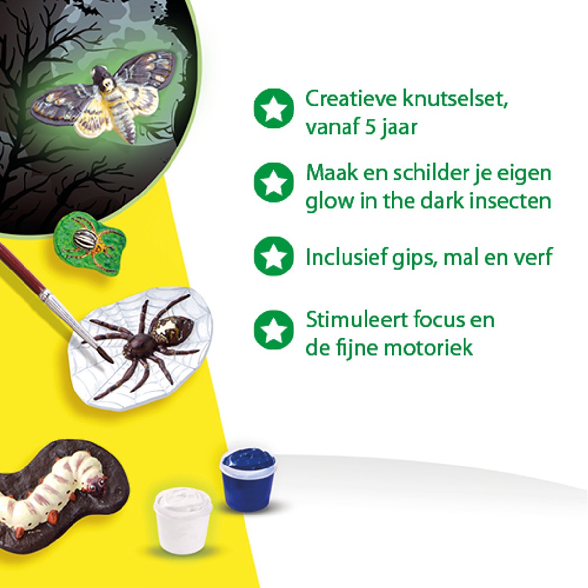 SES Creative - Gips Gieten en schilderen - Enge beesten - sneldrogend - gips gieten - met vormpjes, gips, (glow in the dark) verf en penseel - knutselen jongens — afbeelding 4