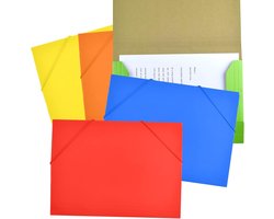 Set van 5 mappen — 23,6 x 31,7 cm — Mappen met elastieksluiting — Opberg- en archiefmappen voor kantoor — Organizers voor examenpapieren en documenten — Mappen met elastiek — Binnenvak met flap — Geschikt voor A4-documenten