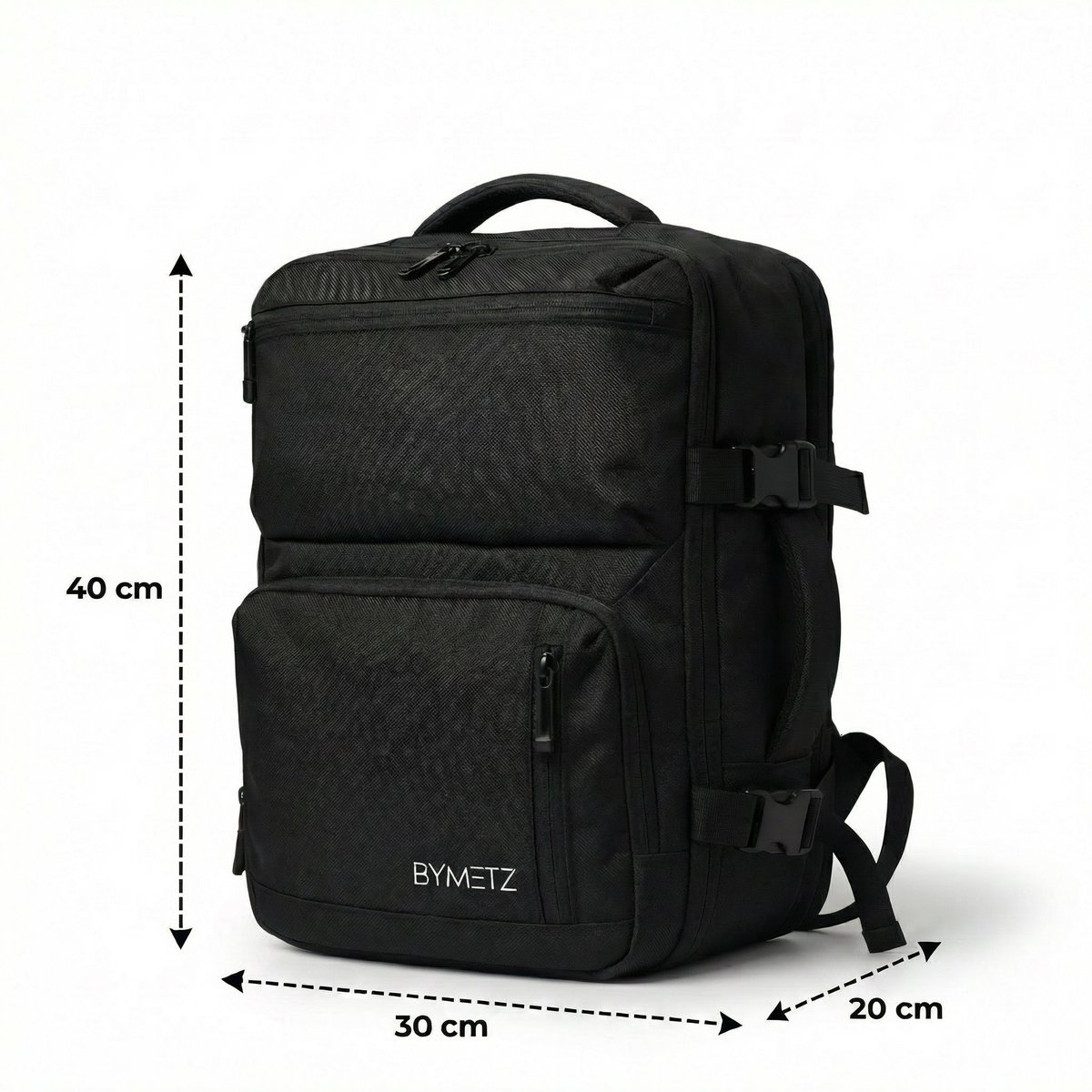 ByMetz 40x30x20 Handbagage Rugzak - Underseater - Laptopvak 15,6 - Zwart
