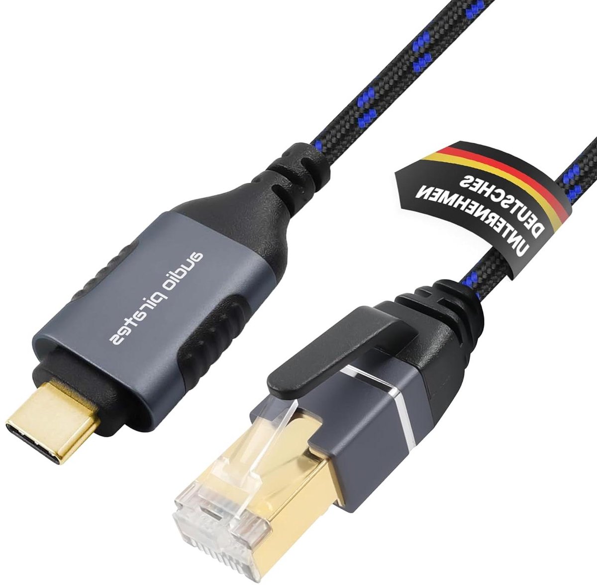 USB naar RJ45 Adapter - Netwerkadapter Ethernet - Stabiele Internetverbinding - CAT6A Koperen Kern - 10 meter - Zwart/Blauw