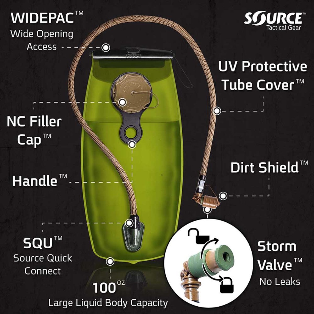 Source Tactical waterzak - hydration pack 3 liter rugzak - Zwart