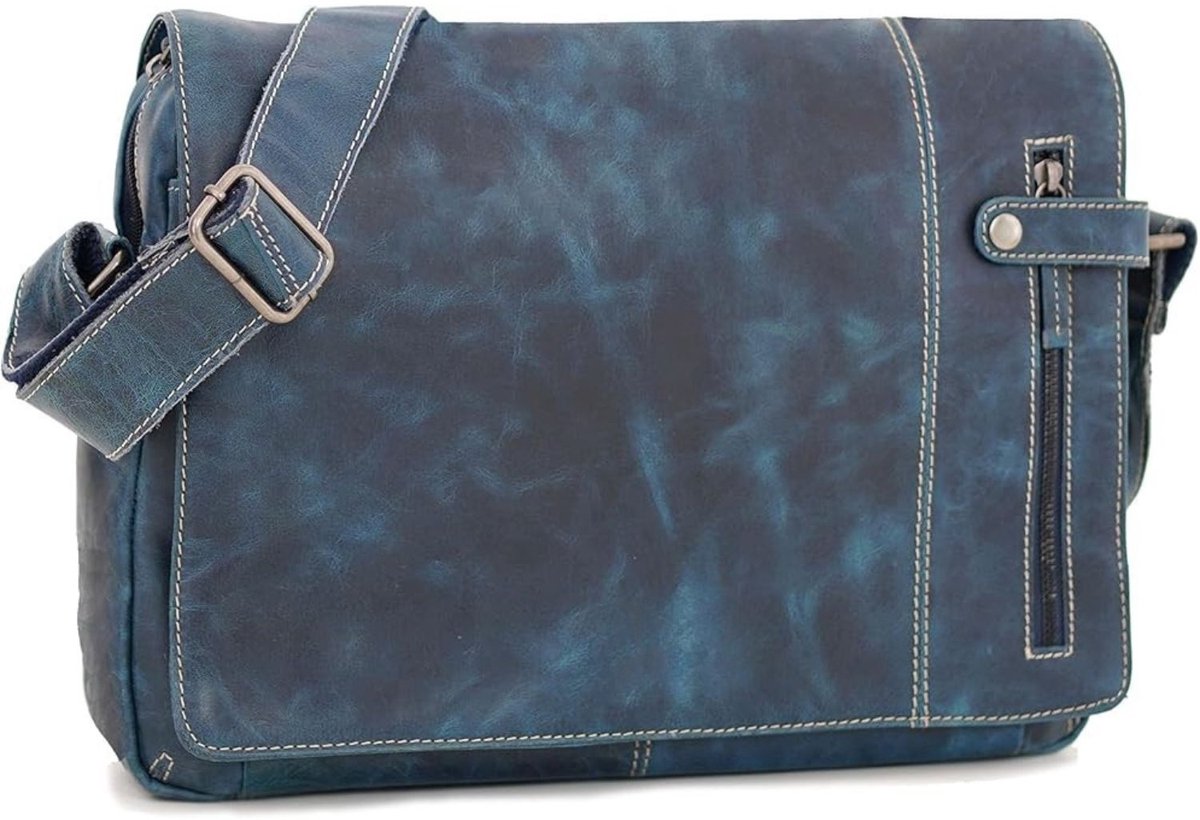 Leren Laptoptas - Laptoptas - Leren Tas - Luxe Leren Laptoptas - Werktas - Schoudertas - Business Tas - Leren Business Tas - 15 inch - Blauw - van Imperatoris
