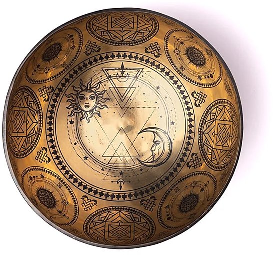 Lasergegraveerde Klankschaal Zon & Maan - ±1400-1600 G; ±22-24 Cm - ±1400-1600 g ; ±22-24 cm — afbeelding 2