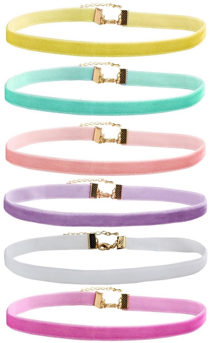 Store_9 - Fluwelen halsbanden - Choker kettingen - Elegante stijl - Diverse kleuren - Gothic ontwerp - Tattoo uitstraling - Geschikt voor dames - 8...