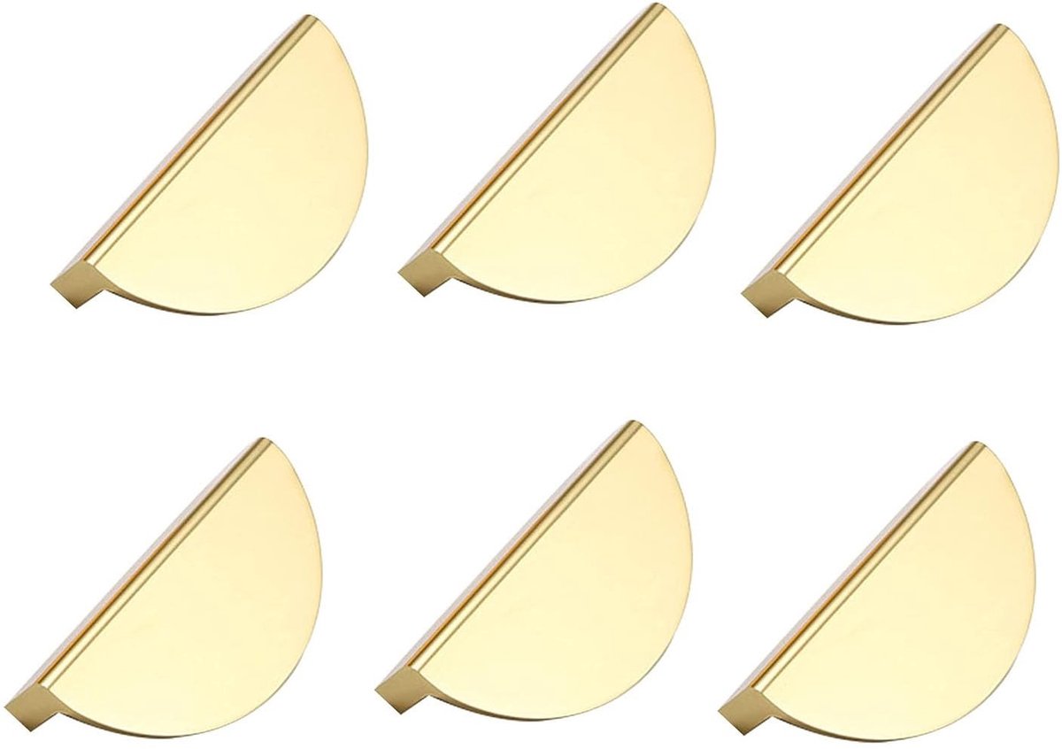SPHProducts - Gouden Halve Maan Kasthandgrepen - Modern Design - Aluminium - 6 Stuks - Roestvrij - Keuken en Slaapkamer - Meubels