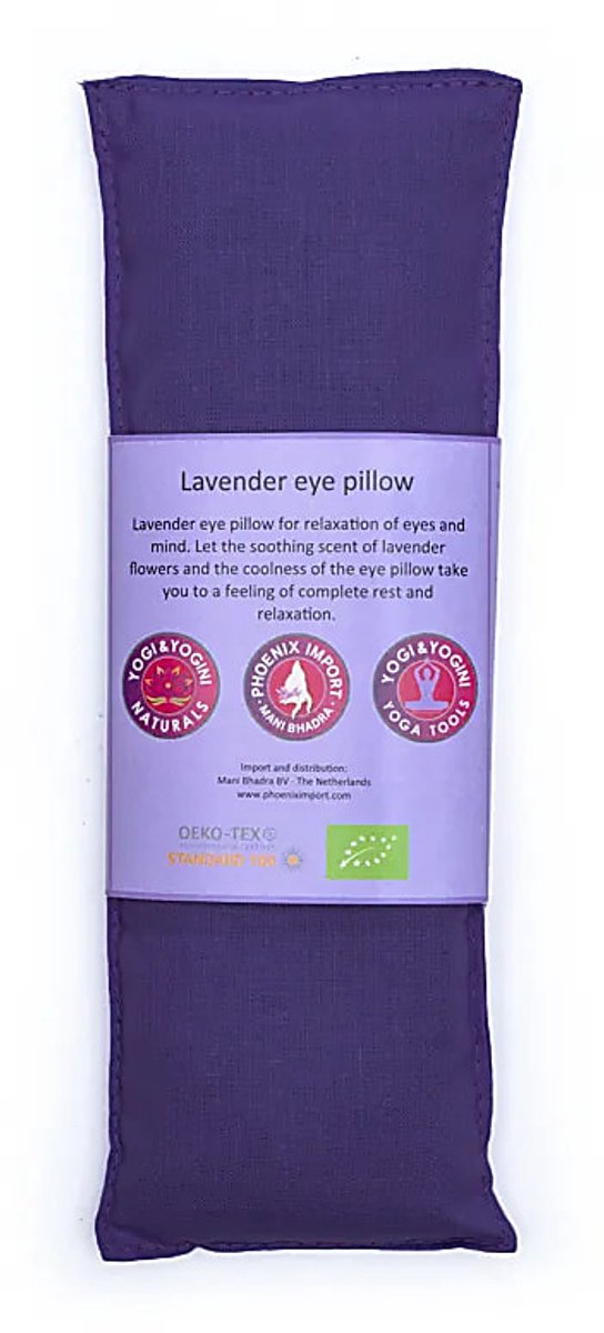 Oogkussen van biologisch katoen van Yogi & Yogini, gevuld met rijk geurende lavendel en lijnzaad, in de kleur violet, 140 gram van Yogi & Yogini — afbeelding 5