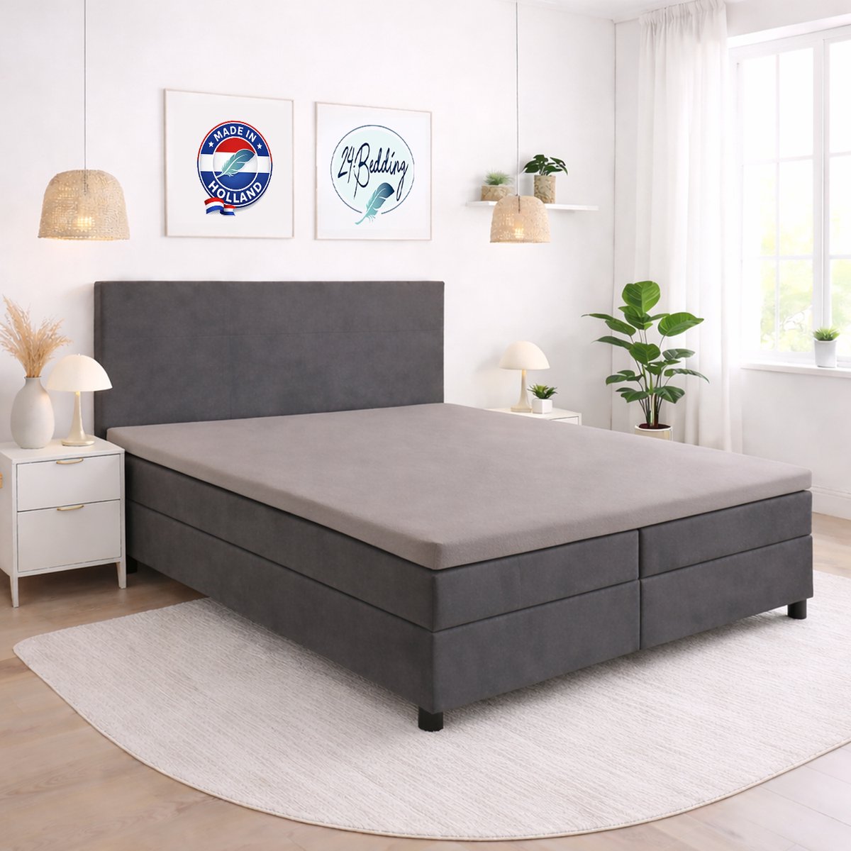 24-Bedding Hoeslaken Topper - 90x220 cm Taupe - Verkoelend 100% Percaline Katoen