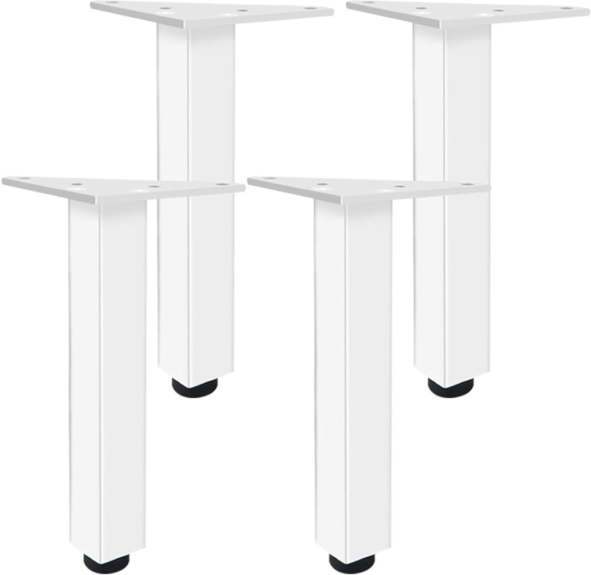 Tafelpoten Set - Meubelpoten Kastpoten - Meubels Verhoging - Verstelbare Hoogte - 15 cm - Wit