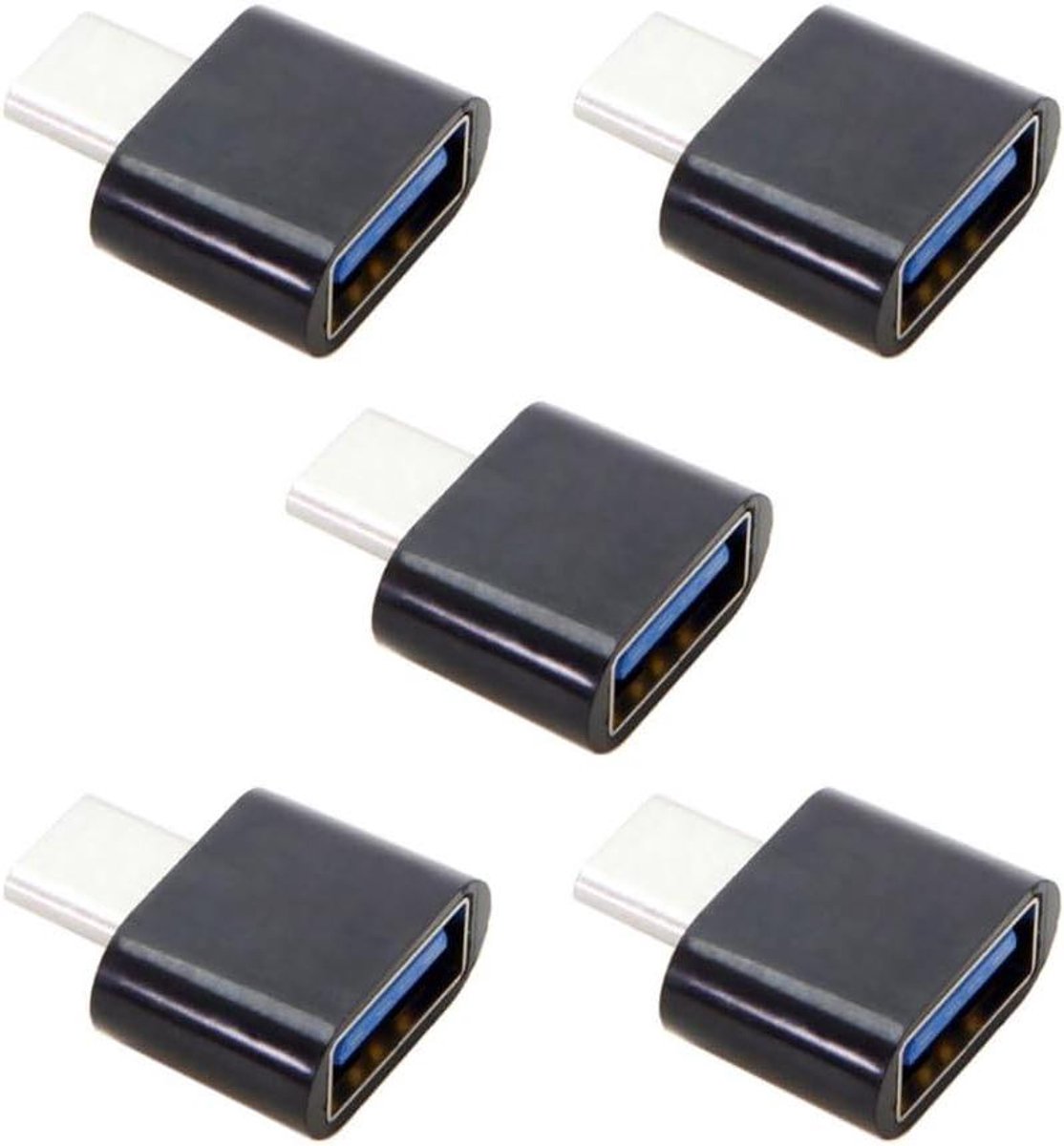 USB OTG Adapter - Type-C naar USB Adapter - Apparaten Verbinden - 5 Stuks Set - 10 cm - Zwart