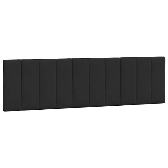 Tête de lit noire avec dix panneaux verticaux.