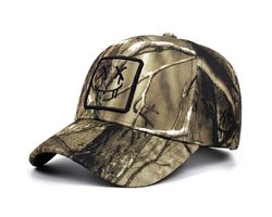Leger groen camouflage baseball pet heren – cap met smiley patch en gebogen klep – verstelbare sportieve baseball pet met camouflage patroon – casual heren pet voor outdoor en dagelijks gebruik