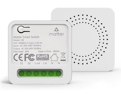 Navid Matter Slimme Schakelaar 16A – WiFi Inbouw Smart Switch – Mini Relay – Werkt met Google Home, Alexa & Apple HomeKit (via Hub) – Tuya App