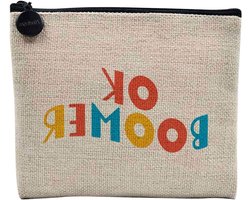 Linnen Tas - Make-uptas Toilettas - Opbergen van Toiletartikelen - Dubbelzijdig Bedrukt - 15 x 10 cm - Ok Boomer