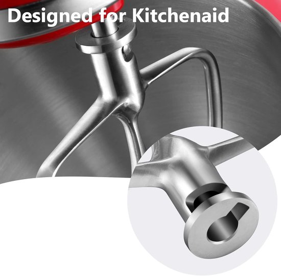 Mixer Paddle - Flex Edge Beater - Beslag Mixen - Roestvrij Staal - 4.5-5 Litre - Zilver van Merkloos — afbeelding 5