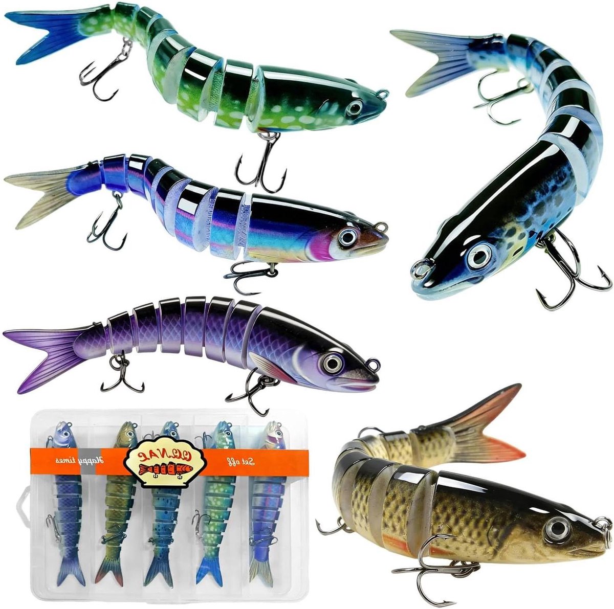 5-delige set lokaas vleesvissen gepresenteerd harde doos zeevisaas voor snoek baars baars bar en forel visaccessoires vleesvissen geschikt voor vissen zoet water en zee 13,5 cm 19 g