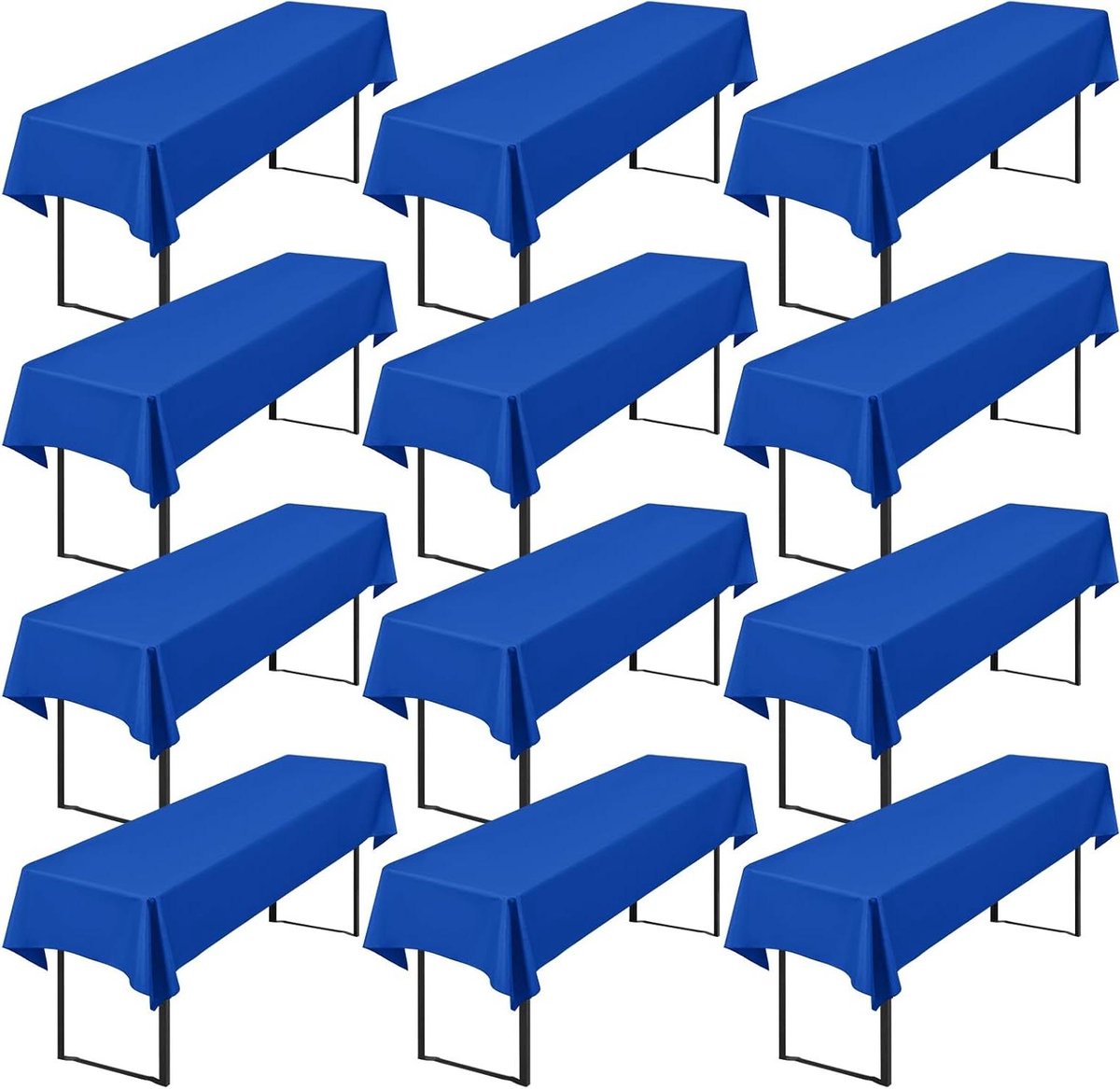 Showgeous 12-pack premium biertafeltafelkleed universeel voor 50 cm en 70 cm biertafelhoezen 100x250 cm polyester rechthoekige tafelkleden (royal blue)