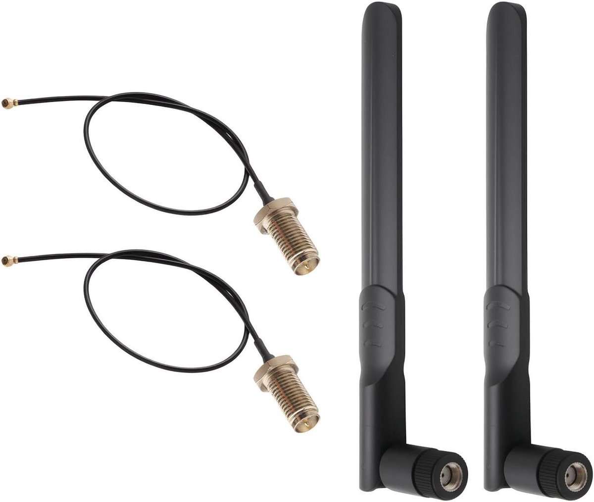 Wifi Antenne Set - Router Antenne Repeater - Signaal Verbeteren - Dual Band 8dBi - 2x 25 cm kabel - Zwart