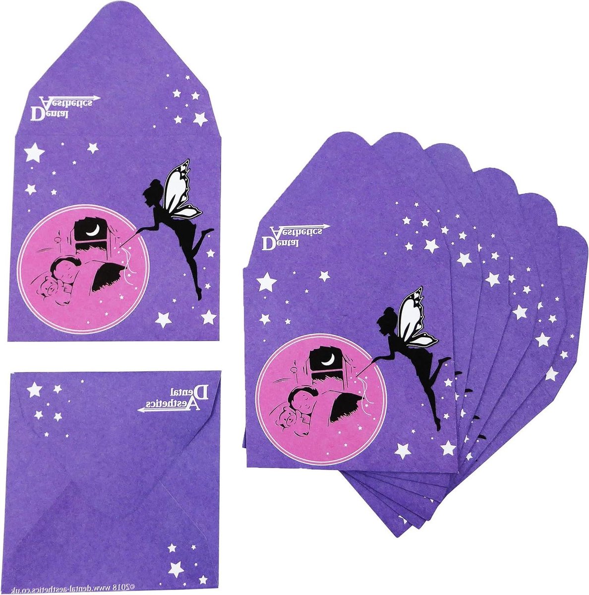 Tandenfee Enveloppen - Mini Enveloppen - Tanden Bewaren - Set van 16 - 6.5x6.5 cm - Paars