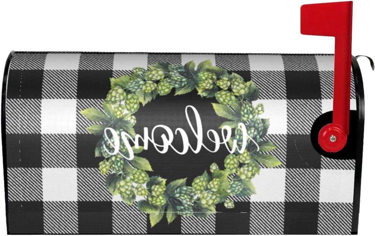 Brievenbushoes Zomer Welkom - Brievenbusdecoratie Wrap - Brievenbus Aankleden - Dubbelzijdig Bedrukt - 51 x 45 cm - Zwart Wit