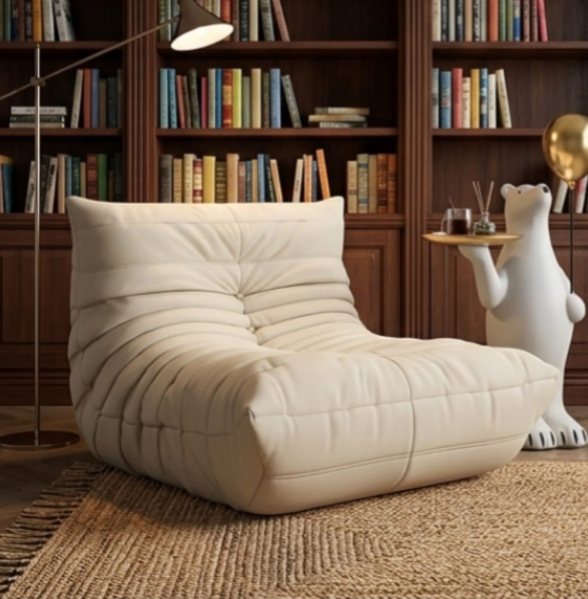 Fauteuil loungestoel 94x75x74,9 cm – moderne Togo stijl zetel – zachte comfortabele relaxstoel voor woonkamer en slaapkamer – beige – Urbanhome
