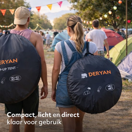 Deryan Luxe Cocoon Pop Up Tent - Anti-UV 50+ 2 Seconds - Zilver/ Zwart - 2 Persoons van Merkloos — afbeelding 5