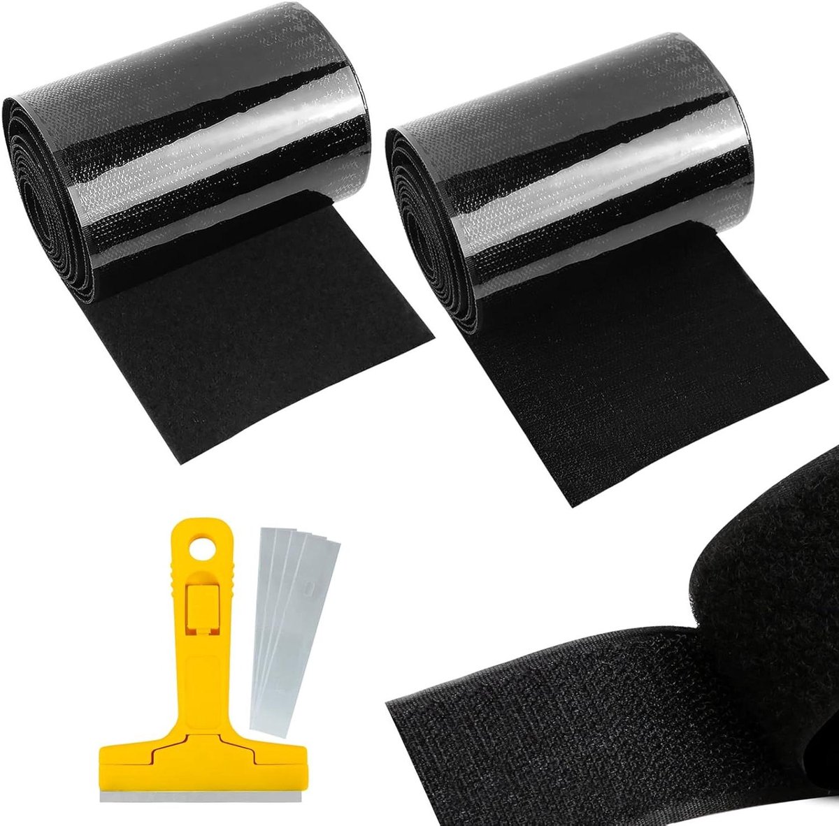 Dubbelzijdig Klittenband - Velcro Tape - Spullen Bevestigen - Zonder Lijmresten - 11 cm x 2 m - Zwart