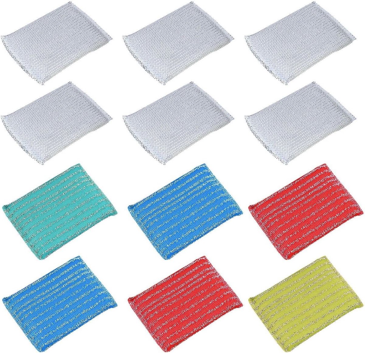 Set van 12 Draadborstels en Schuur Sponsen voor Vloerreiniging, Krasbestendige Vloerwipers en Onderhoudsaccessoires