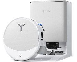 ECOVACS DEEBOT T90 OMNI – Robotstofzuiger – OZMO Roller dweil – 30.000 Pa –ZeroTangle 4.0 Anti-tangle –AIVI 3D obstakelvermijding–Zelfreinigend– Voor harde vloeren & tapijt–Wit–T80 Upgrade