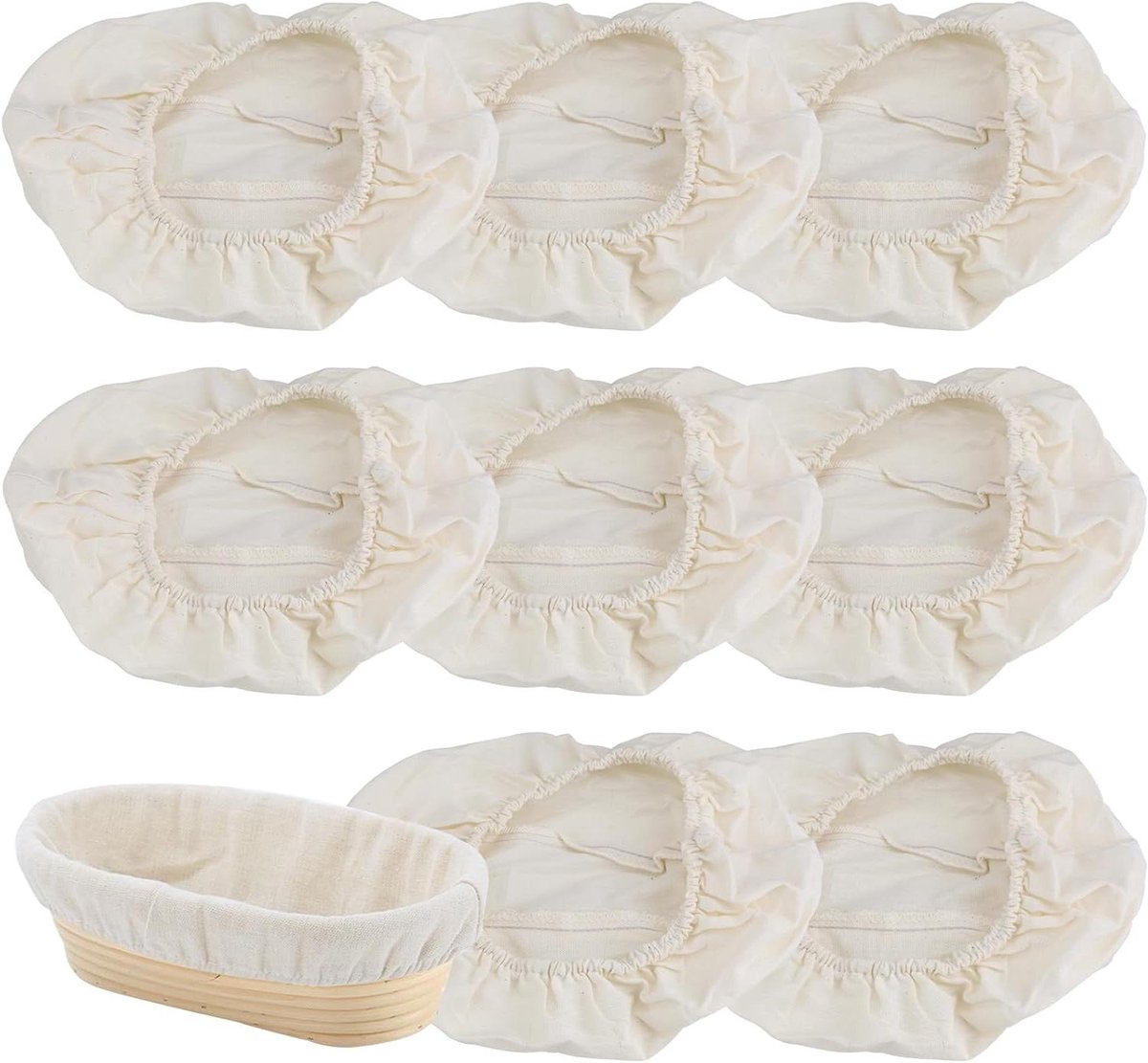 Banneton Liners - Broodmand Hoezen - Brood Bakken - Elastische Rand - 25 x 15 cm - Beige