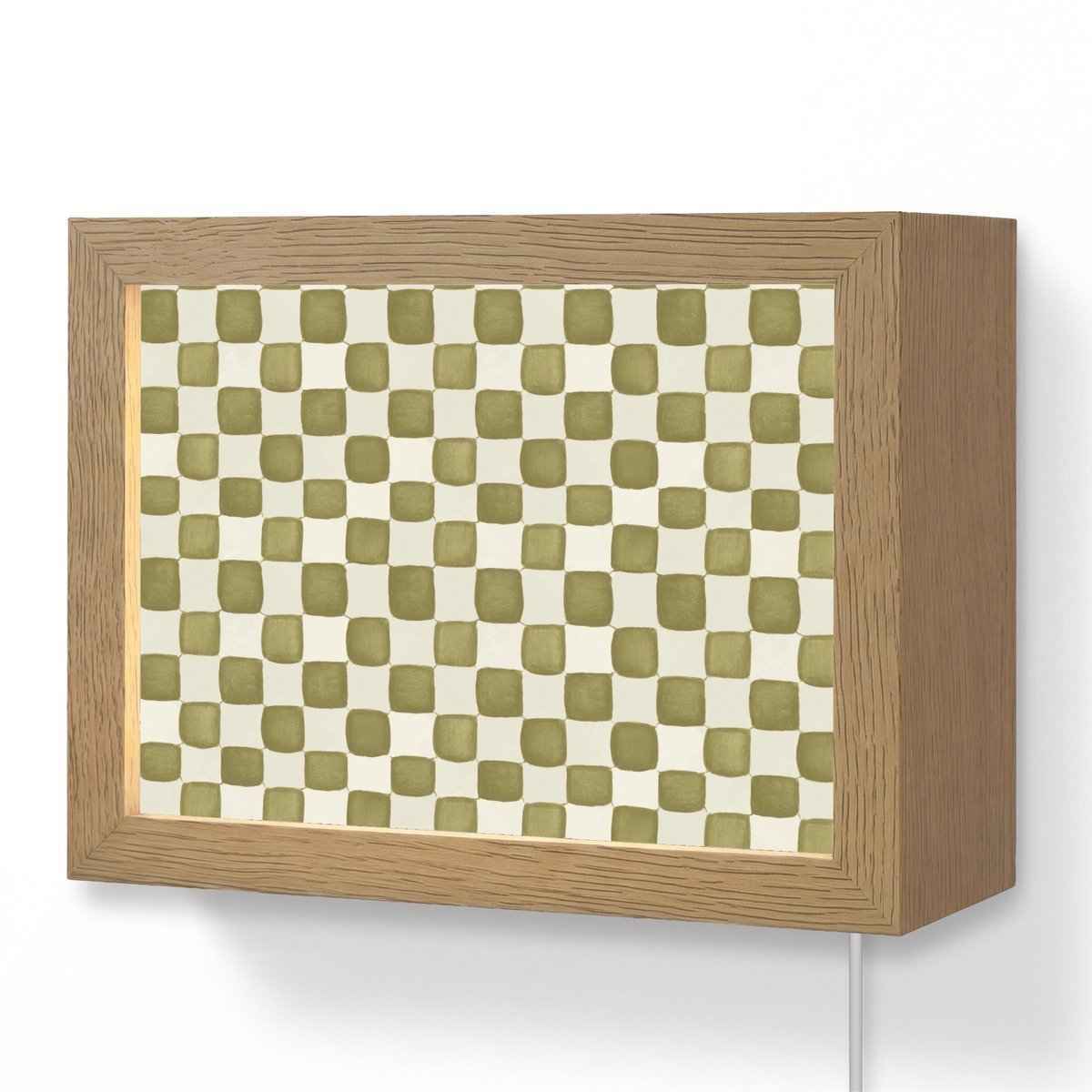 Wandlamp 20x15 cm - Oplaadbaar - Schaak - Patroon - Groen - Wandlampen binnen woonkamer - 
