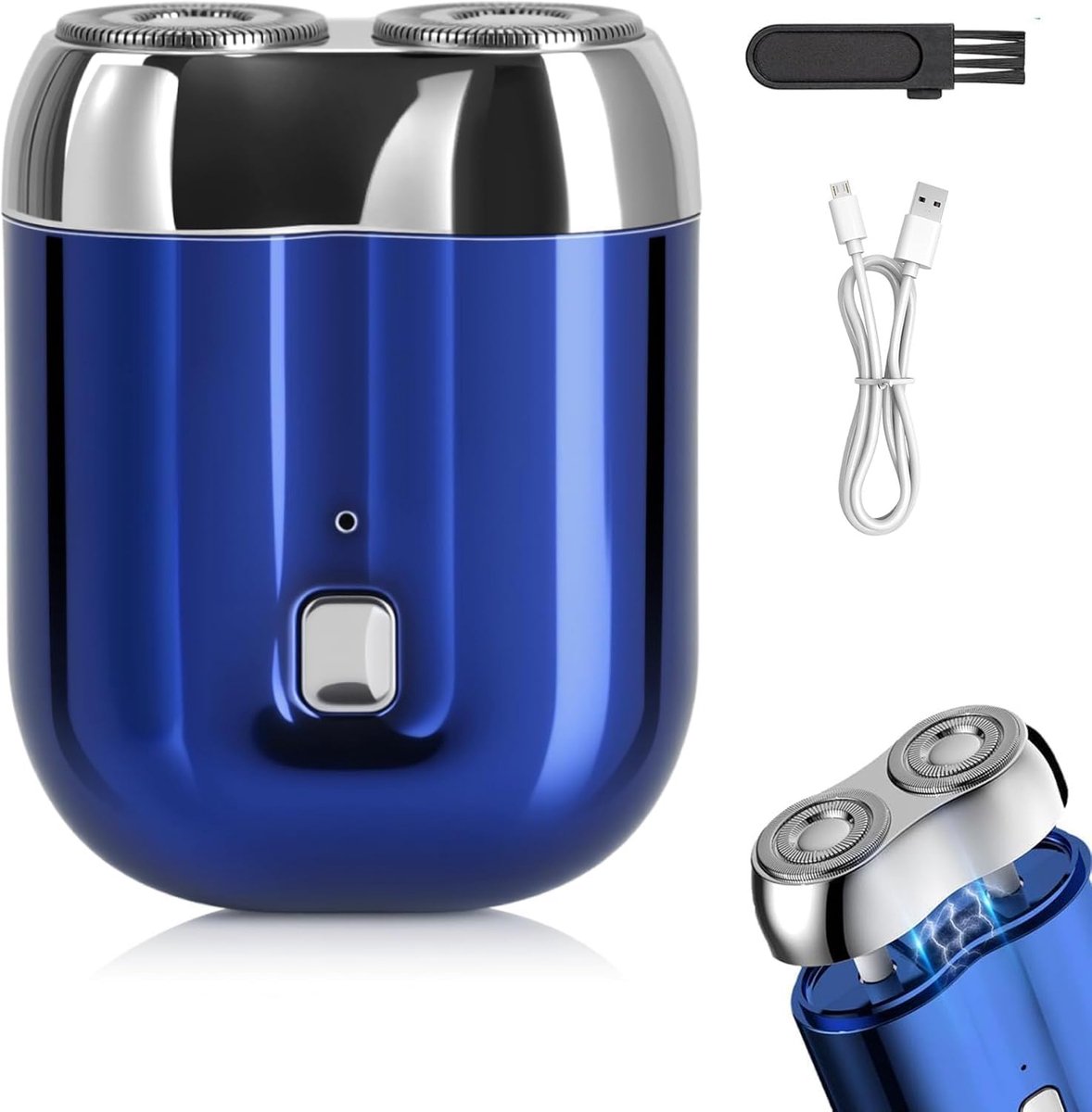Scheerapparaat - Nieuw mini elektrisch scheerapparaat - Draagbaar magnetisch elektrisch scheerapparaat voor mannen - Dubbele scheerhoofden - USB oplaadbaar - Waterdicht - Geschikt voor nat en droog gebruik - Voor op reis en thuisgebruik - Blauw