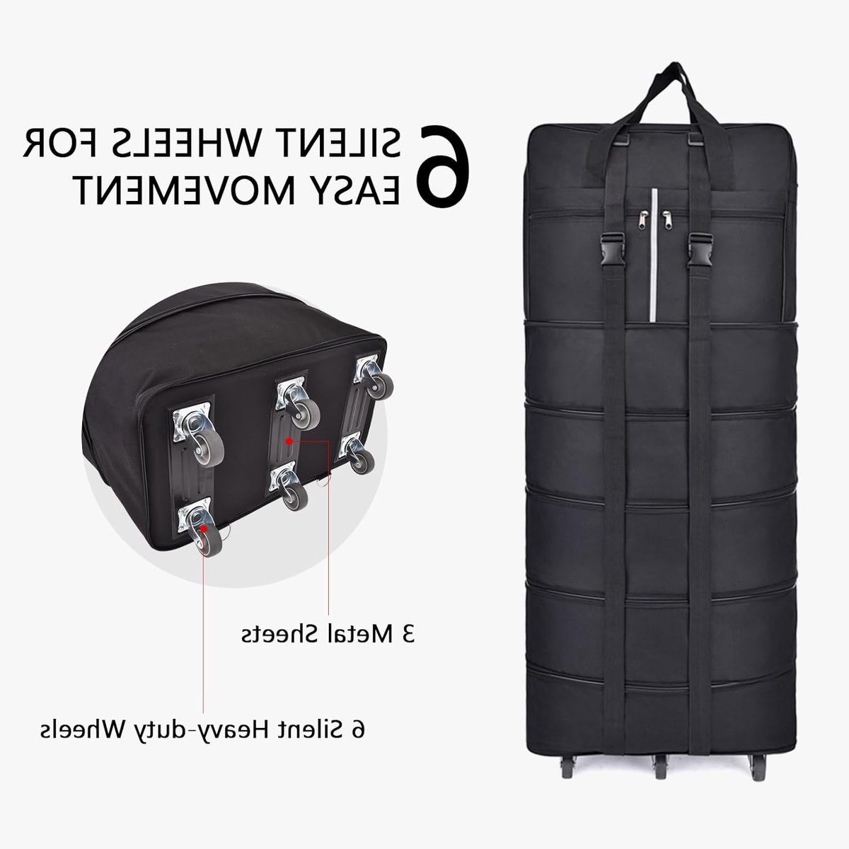 Extra grote opvouwbare reistas met wielen - 185L rolkoffer voor mannen en vrouwen, ideaal voor kamperen, reizen en weekenduitjes, 50"x20"x11