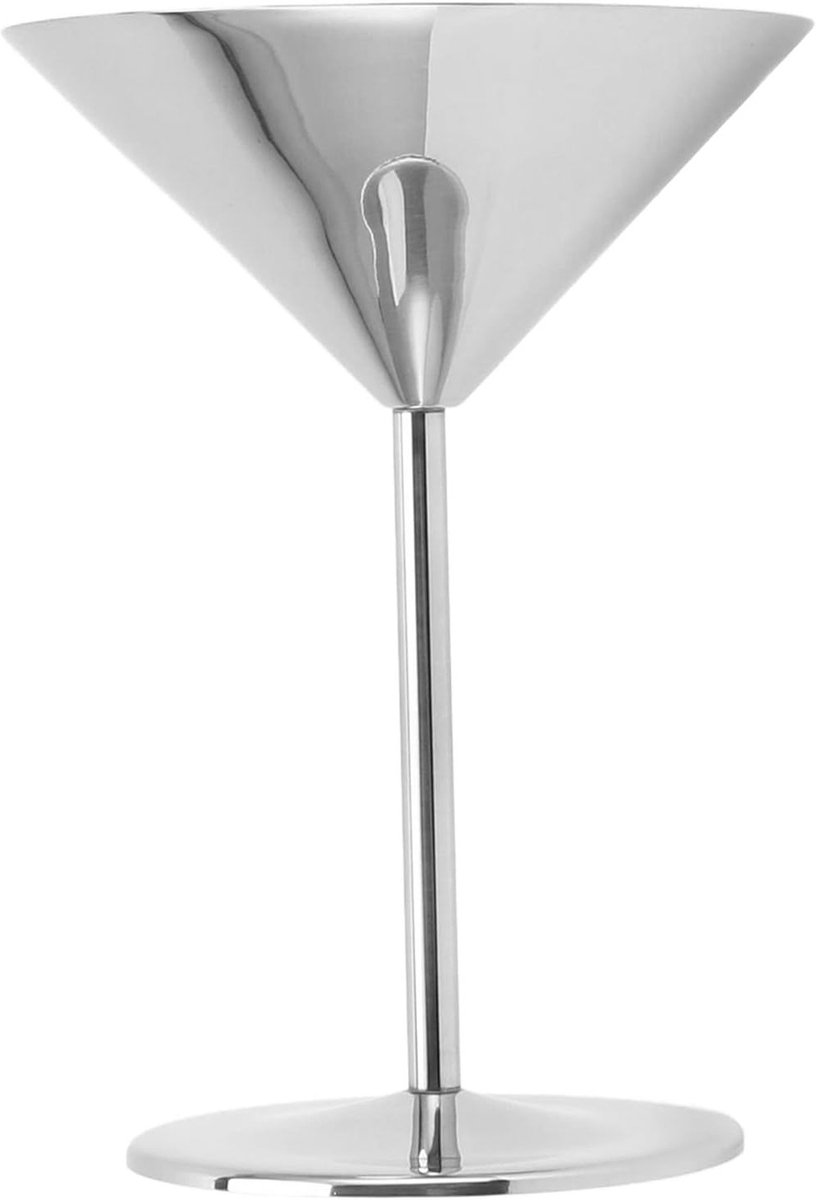 Stainless Steel Martini Glazen, Roestvrijstalen Cocktail Glazen, Schokbestendige Drinkware voor Thuisbar, Zilver Kleurig en Duurzaam