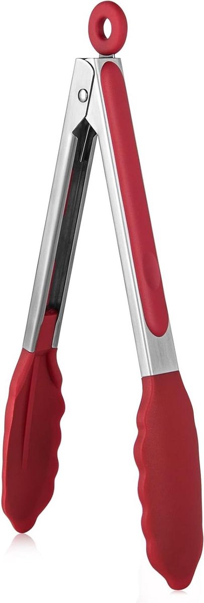 Keukentang Siliconen - Kooktang Grilltang - Eten Draaien - Hittebestendig 250°C - 23 cm - Rood