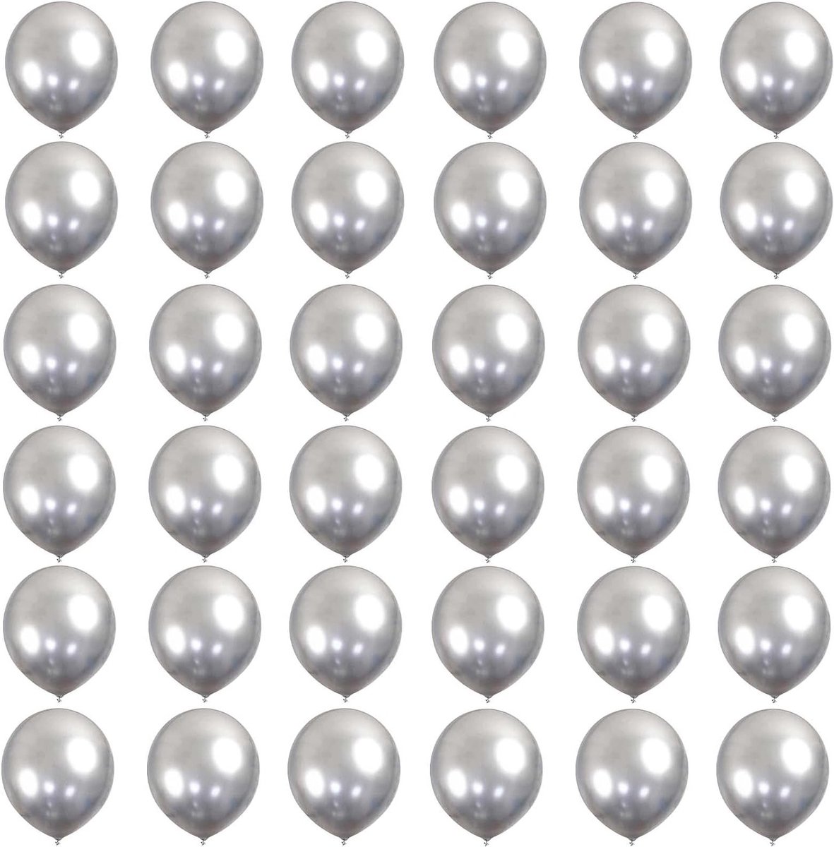 Dikke en Glanzende Natuurlijke Latex Ballonnen voor Verjaardag, Babyshower, Bruiloft en Meer - 5 inch, Zilver Chrome, Feestdecoratie, Ballonversiering, Party Supplies
