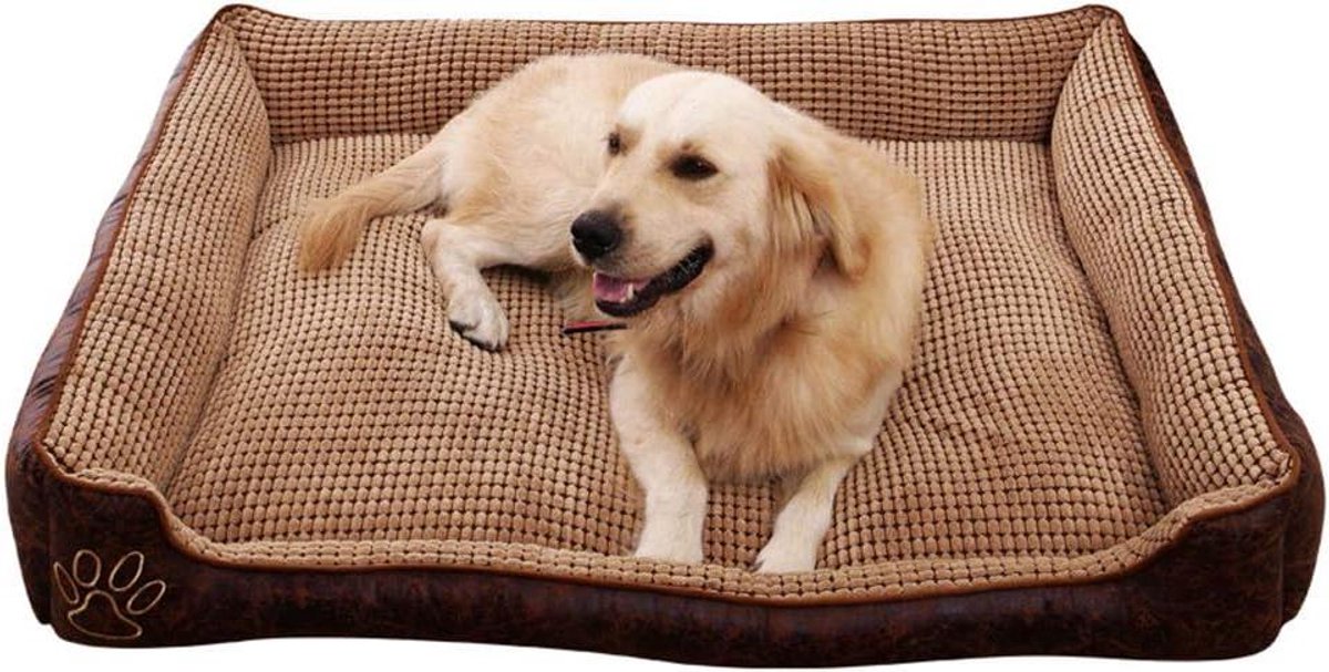 Hondenbed - Huisdier Mand - Comfortabel Rusten - Afneembare Hoes - XL 90x70x25 CM - Bruin