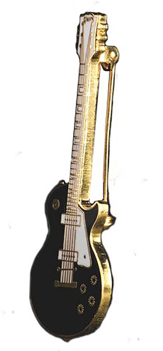 Speldje Les Paul gitaar, zwart met wit pickguard