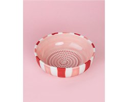 Rasp Bord Medium Sweetheart - Rood wit Roze - Rasp Schaaltje - Knoflook Rasp - Gember Rasp - Kookliefhebber - Handmade - Keramisch - Raspen - Schaven - Vegan - Vintage Raspbordje - Knoflookrasp - Knoflook Rasp Bordje