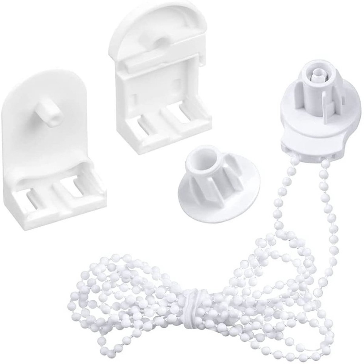 25mm kunststof rolbeugels - reserveonderdelen voor rolgordijnen - 3m kralen ketting - wit
