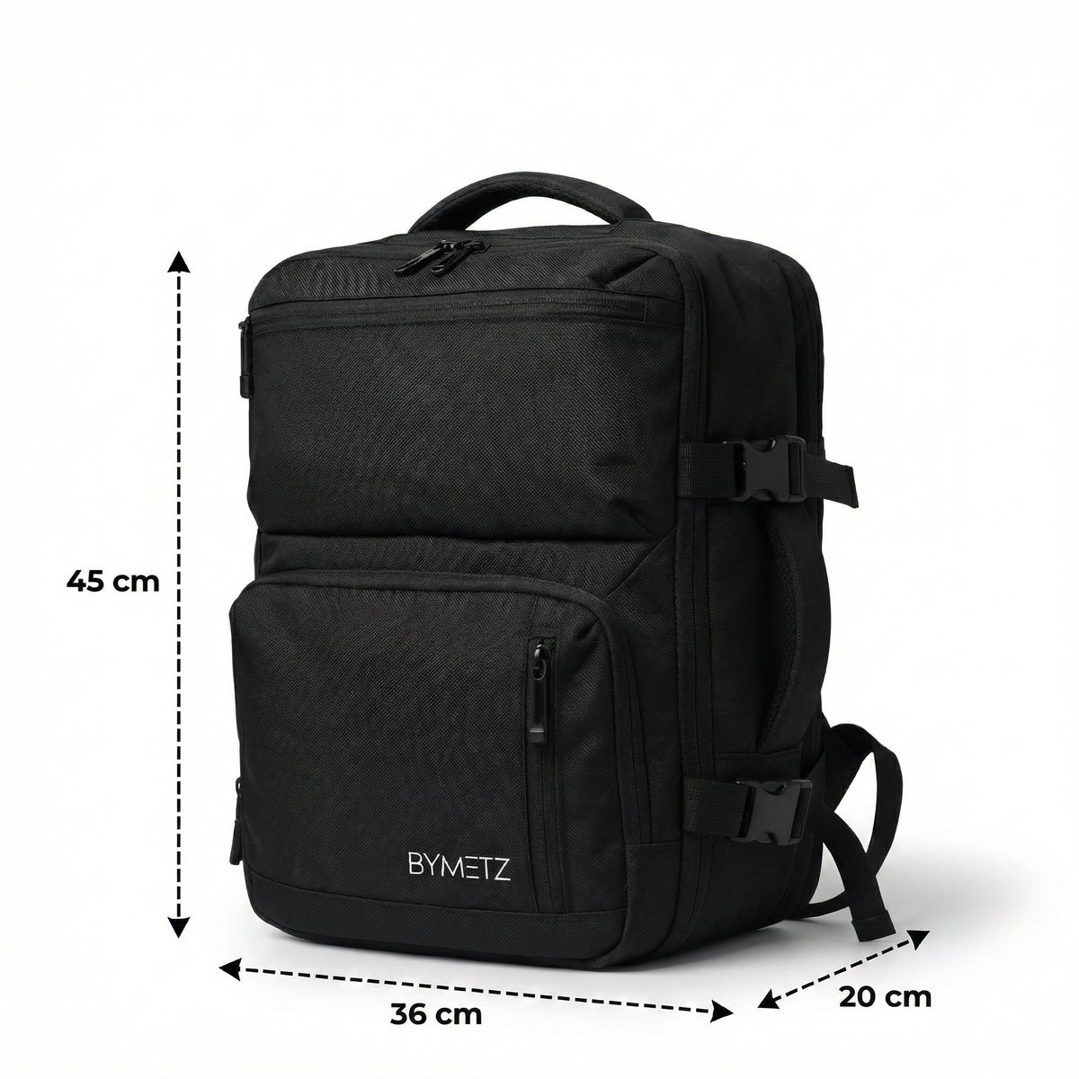 ByMetz 45x36x20 Handbagage Rugzak Underseater - Laptopvak 17,3 - Zwart