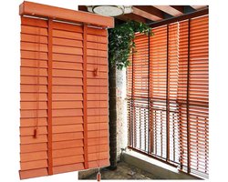 Houten Jaloezieën - Venetiaanse Gordijnen - Privacy en Zonwering - Natuurlijk Tung Hout - 45x210cm - Natuurlijk
