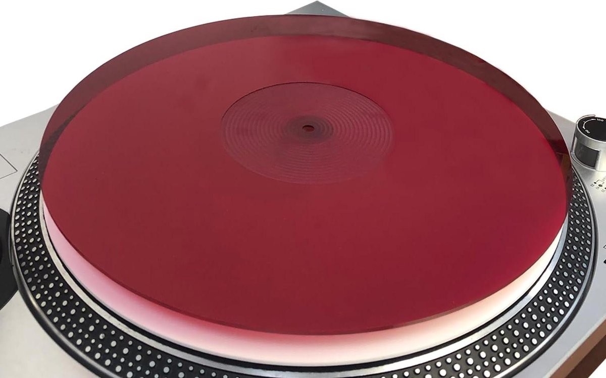 Acryl draaitafelmat - Platenonderlegger Slipmat - Verbeter Geluidskwaliteit - Antistatisch Absorptie - 295 mm diameter - Rood