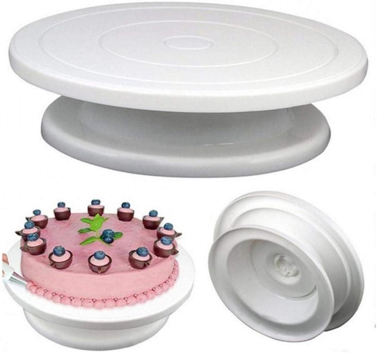 Taart Decoratie Tafel - Draaitafel Bakken - Taarten Versieren - Anti-slip Ontwerp - 28 cm - Wit