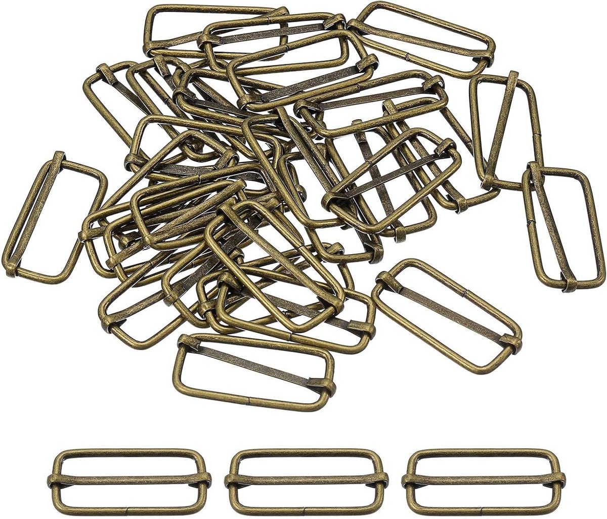 Metalen Riemgespen - Schuifgespen Laddergespen - Tassen Repareren - Verstelbare Bandlengte - 38x16x2.8mm - Bronskleurig